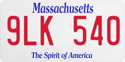 MA license plate 9LK540