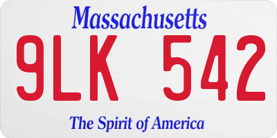 MA license plate 9LK542