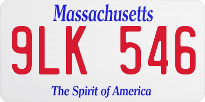 MA license plate 9LK546