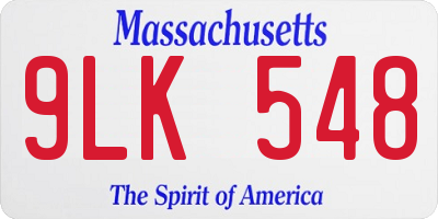 MA license plate 9LK548