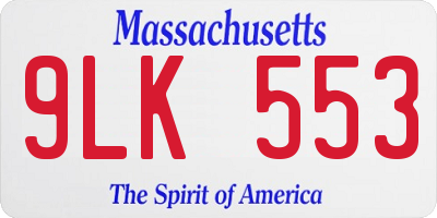 MA license plate 9LK553