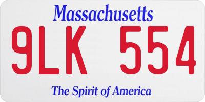 MA license plate 9LK554