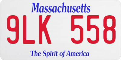 MA license plate 9LK558