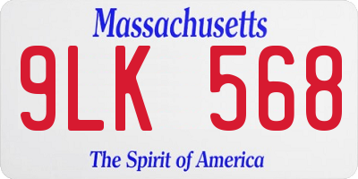 MA license plate 9LK568