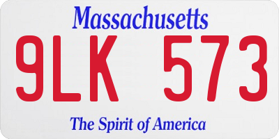 MA license plate 9LK573
