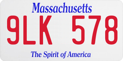 MA license plate 9LK578
