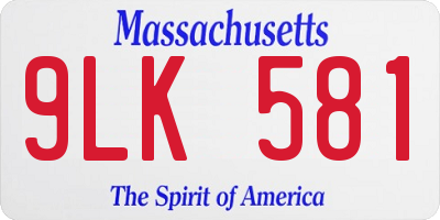 MA license plate 9LK581