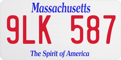 MA license plate 9LK587