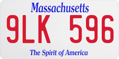MA license plate 9LK596