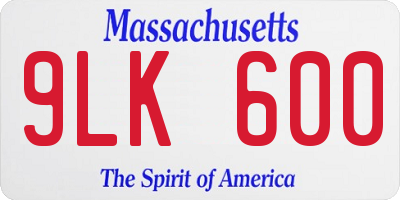 MA license plate 9LK600