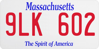 MA license plate 9LK602