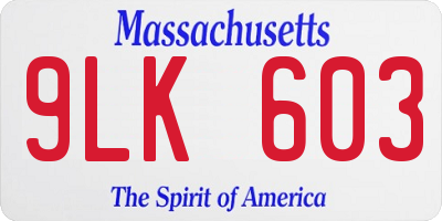 MA license plate 9LK603
