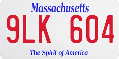 MA license plate 9LK604