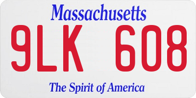 MA license plate 9LK608