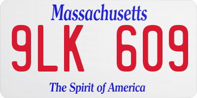 MA license plate 9LK609