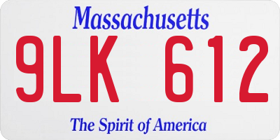 MA license plate 9LK612