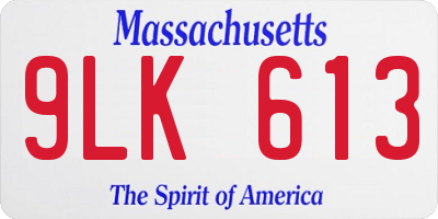 MA license plate 9LK613