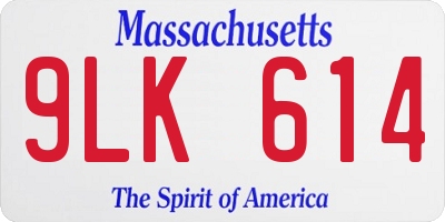 MA license plate 9LK614