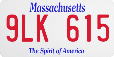 MA license plate 9LK615