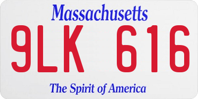 MA license plate 9LK616