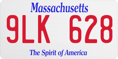 MA license plate 9LK628