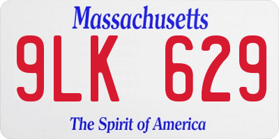 MA license plate 9LK629