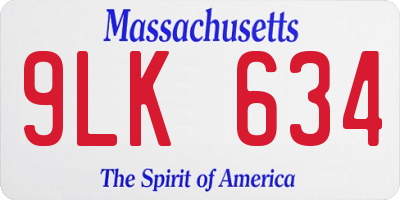 MA license plate 9LK634