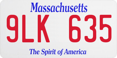 MA license plate 9LK635