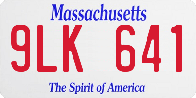 MA license plate 9LK641