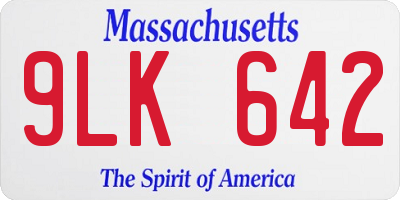 MA license plate 9LK642