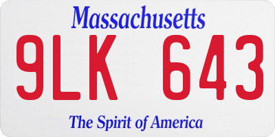 MA license plate 9LK643