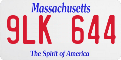 MA license plate 9LK644