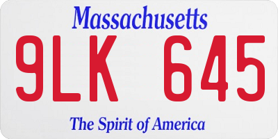 MA license plate 9LK645