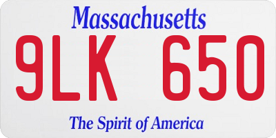 MA license plate 9LK650