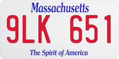 MA license plate 9LK651