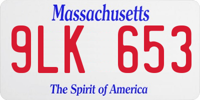 MA license plate 9LK653
