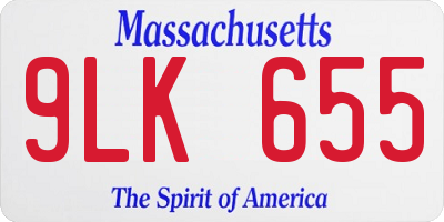 MA license plate 9LK655