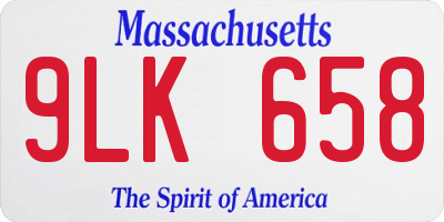 MA license plate 9LK658