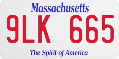 MA license plate 9LK665