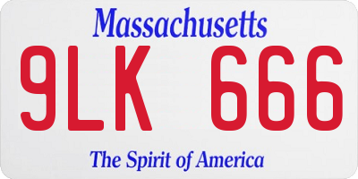 MA license plate 9LK666