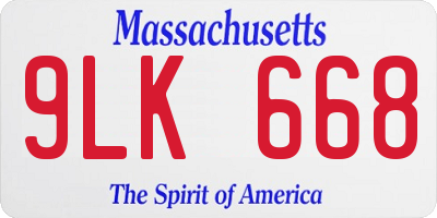MA license plate 9LK668