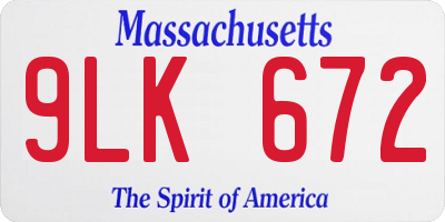 MA license plate 9LK672