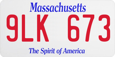 MA license plate 9LK673
