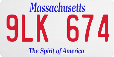 MA license plate 9LK674