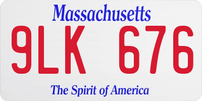 MA license plate 9LK676