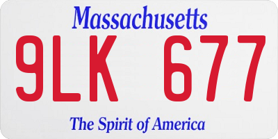 MA license plate 9LK677