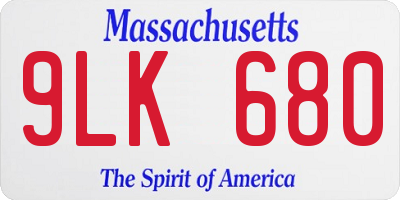 MA license plate 9LK680