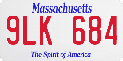 MA license plate 9LK684