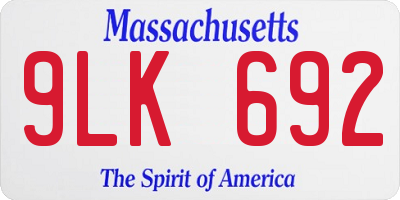 MA license plate 9LK692
