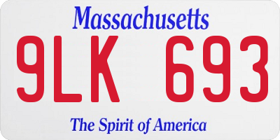 MA license plate 9LK693